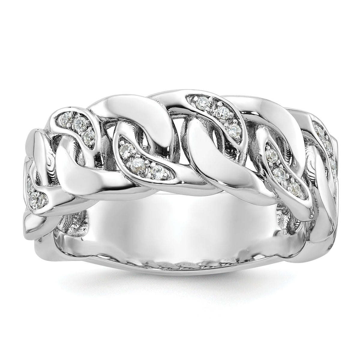 Men's Link Diamond Ring in 14K White Gold (1/8 ct. tw.), Size 10 - Sophia Jewelers Main image