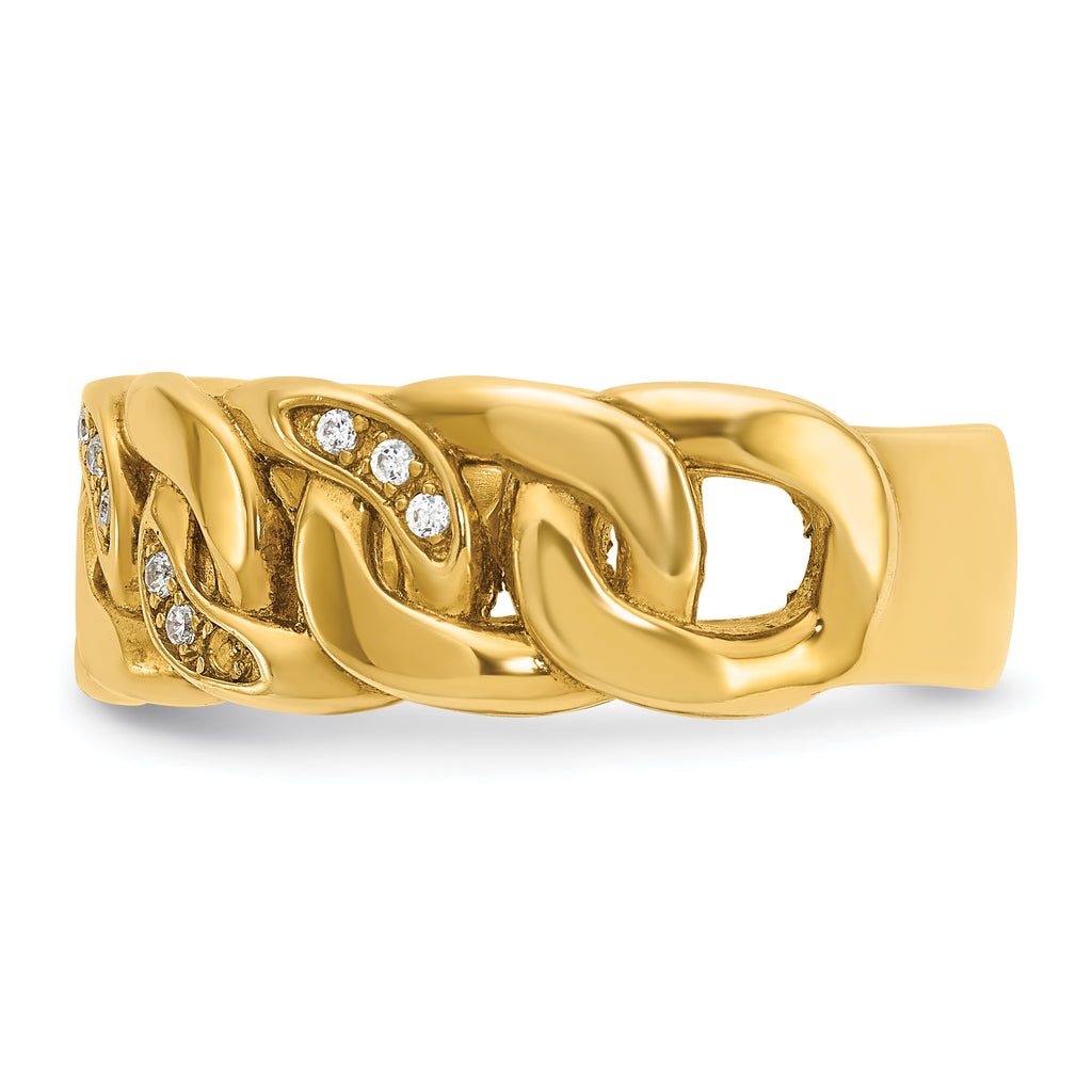 14k Mens Link Design 1/8 carat Diamond Complete Ring - Sophia Jewelers