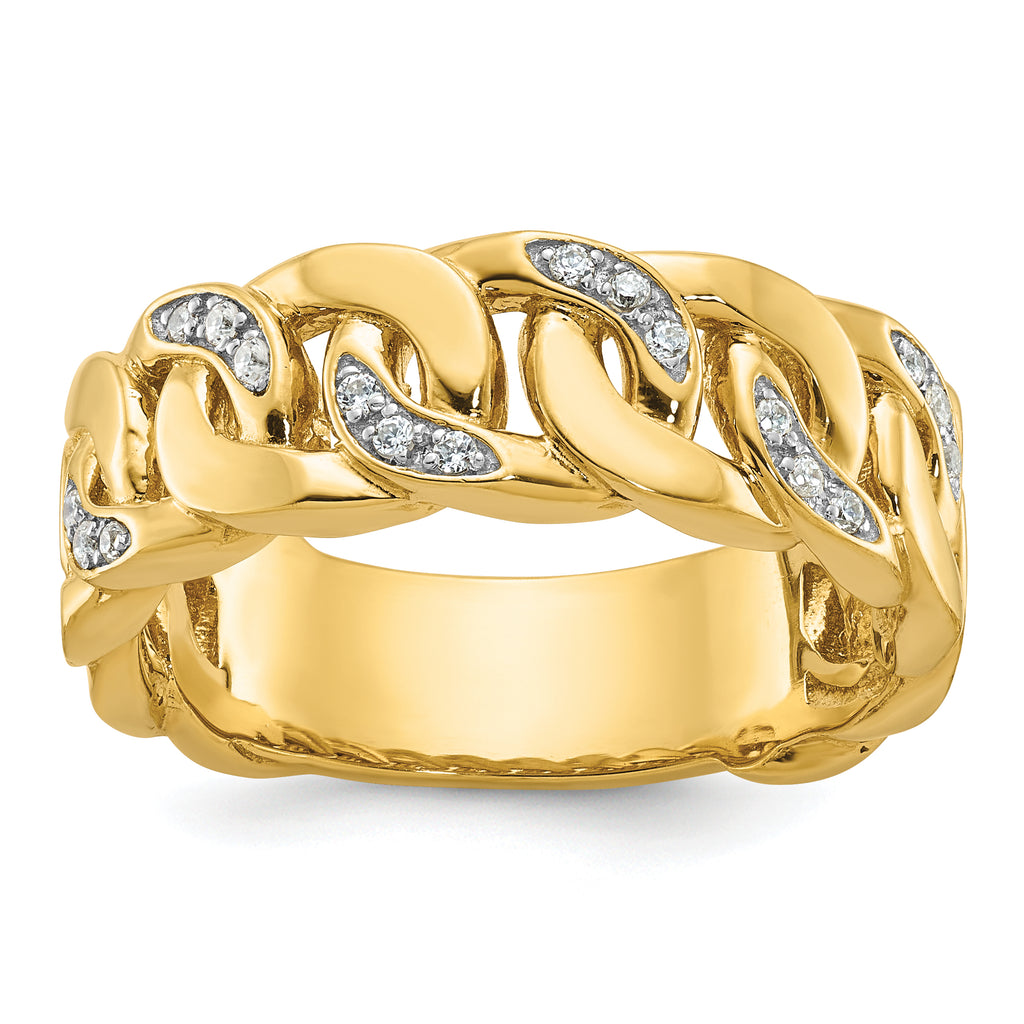 14k Mens Link Design 1/8 carat Diamond Complete Ring - Sophia Jewelers