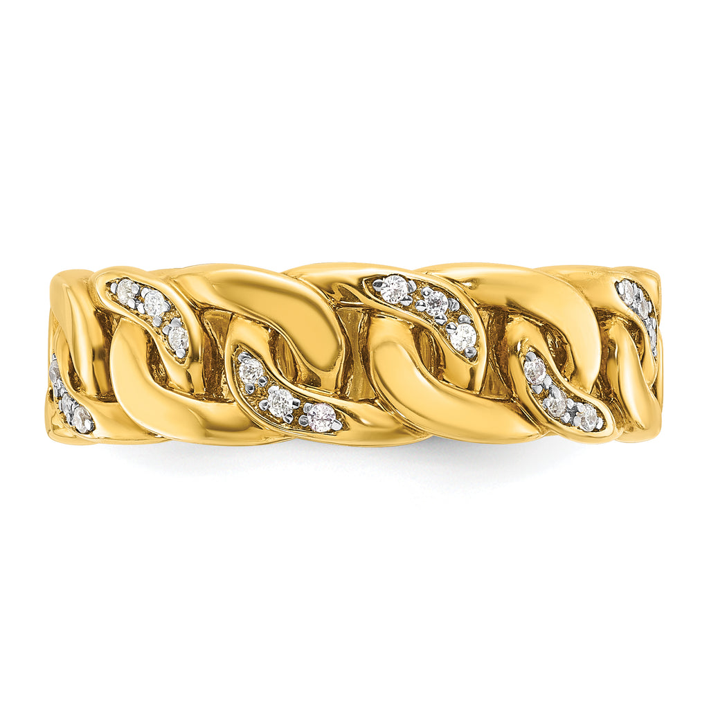 14k Mens Link Design 1/8 carat Diamond Complete Ring - Sophia Jewelers