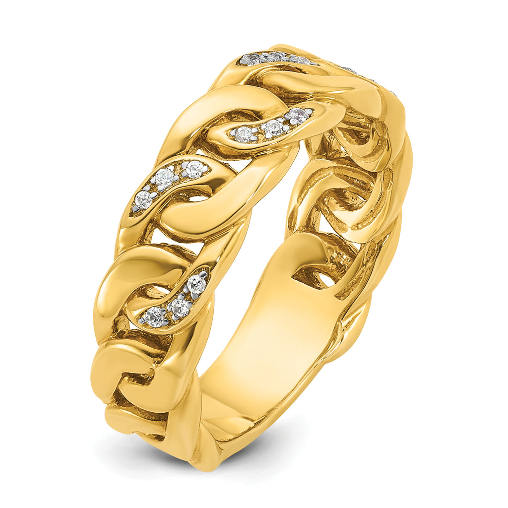 14k Mens Link Design 1/8 carat Diamond Complete Ring - Sophia Jewelers
