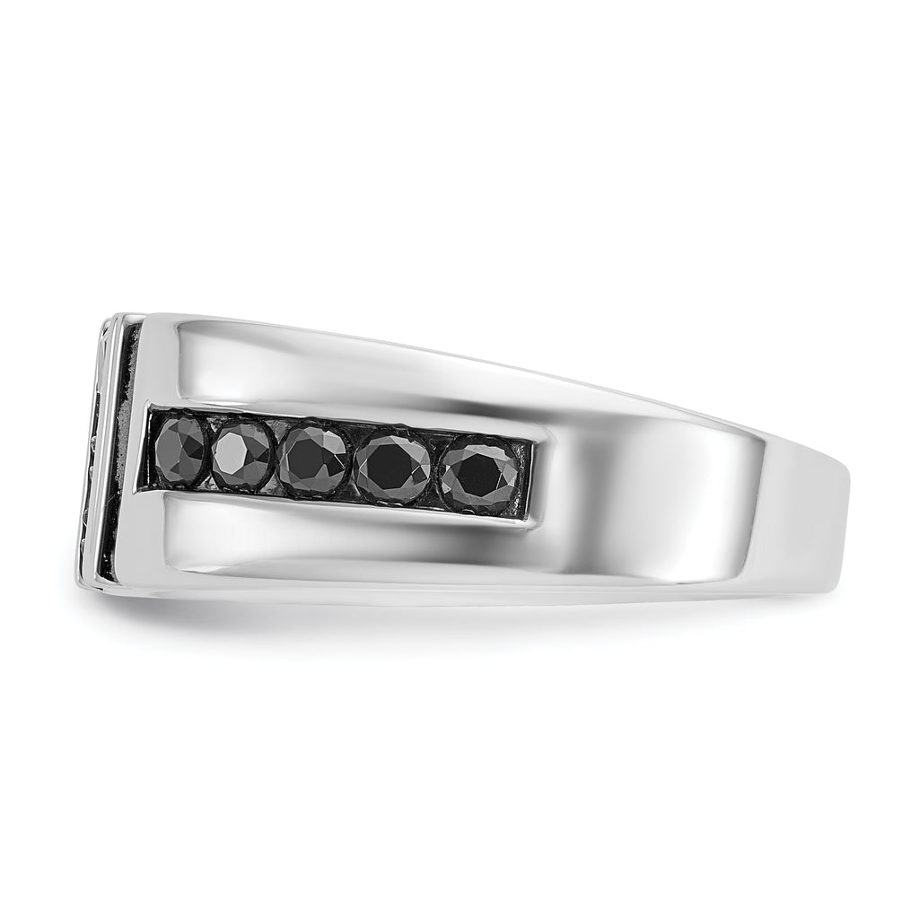 14k White Gold Men's Polished and Grooved Ring Mounting, Mounting Only - Sophia Jewelers