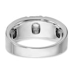 14k White Gold Men's Polished and Grooved Black and White 1 Carat AA Quality Diamond Ring - Sophia Jewelers