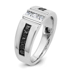 14k White Gold Men's Polished and Grooved Ring Mounting, Mounting Only - Sophia Jewelers