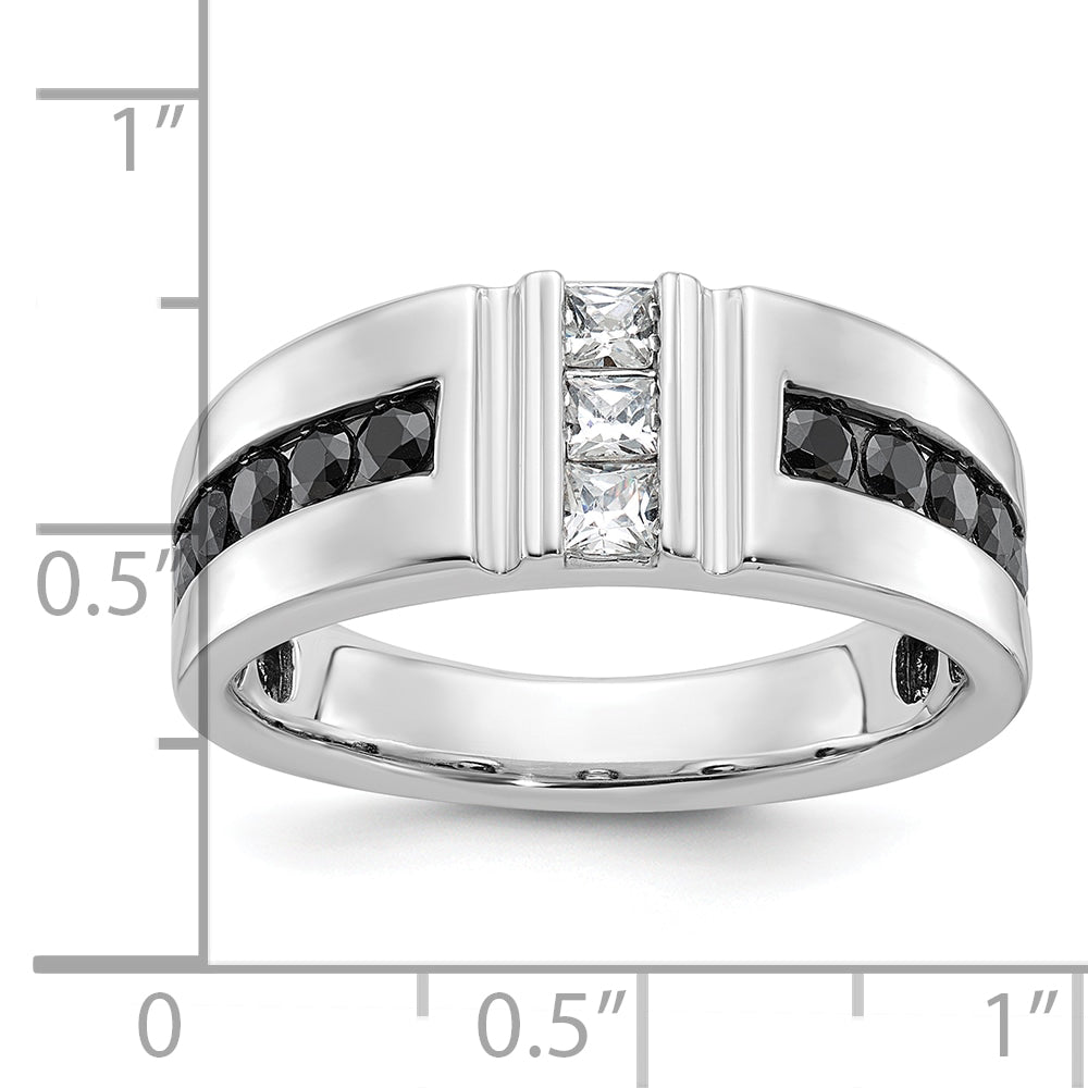 14k White Gold Men's Polished and Grooved Ring Mounting, Mounting Only - Sophia Jewelers