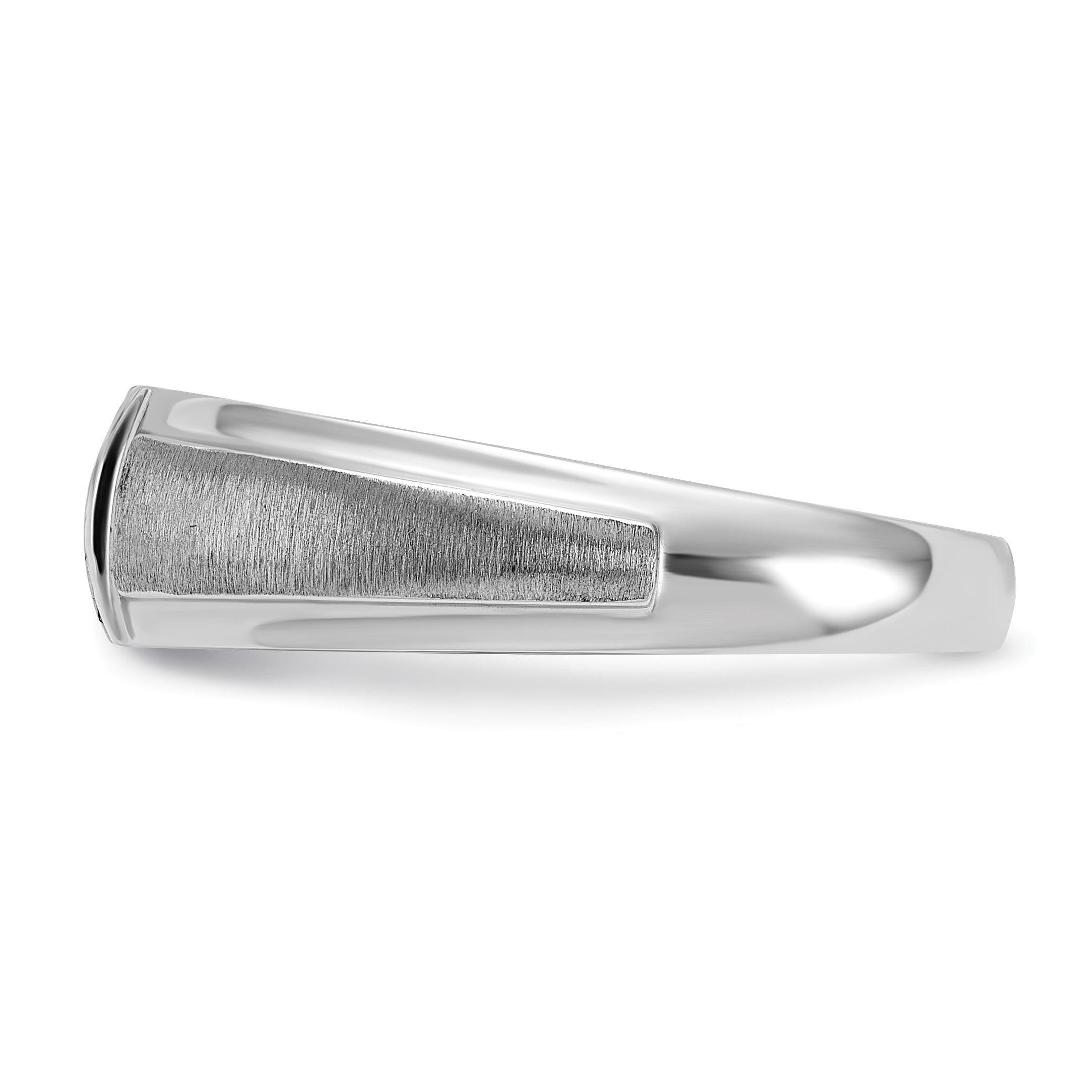 14k White Gold Men's Polished and Satin 3-Stone Ring Mounting, Mounting Only - Sophia Jewelers