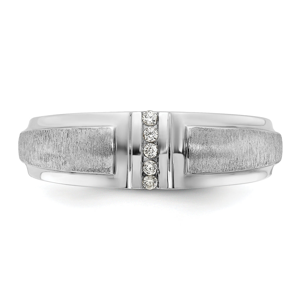14k White Gold Men's Polished and Satin 3-Stone Ring Mounting, Mounting Only - Sophia Jewelers