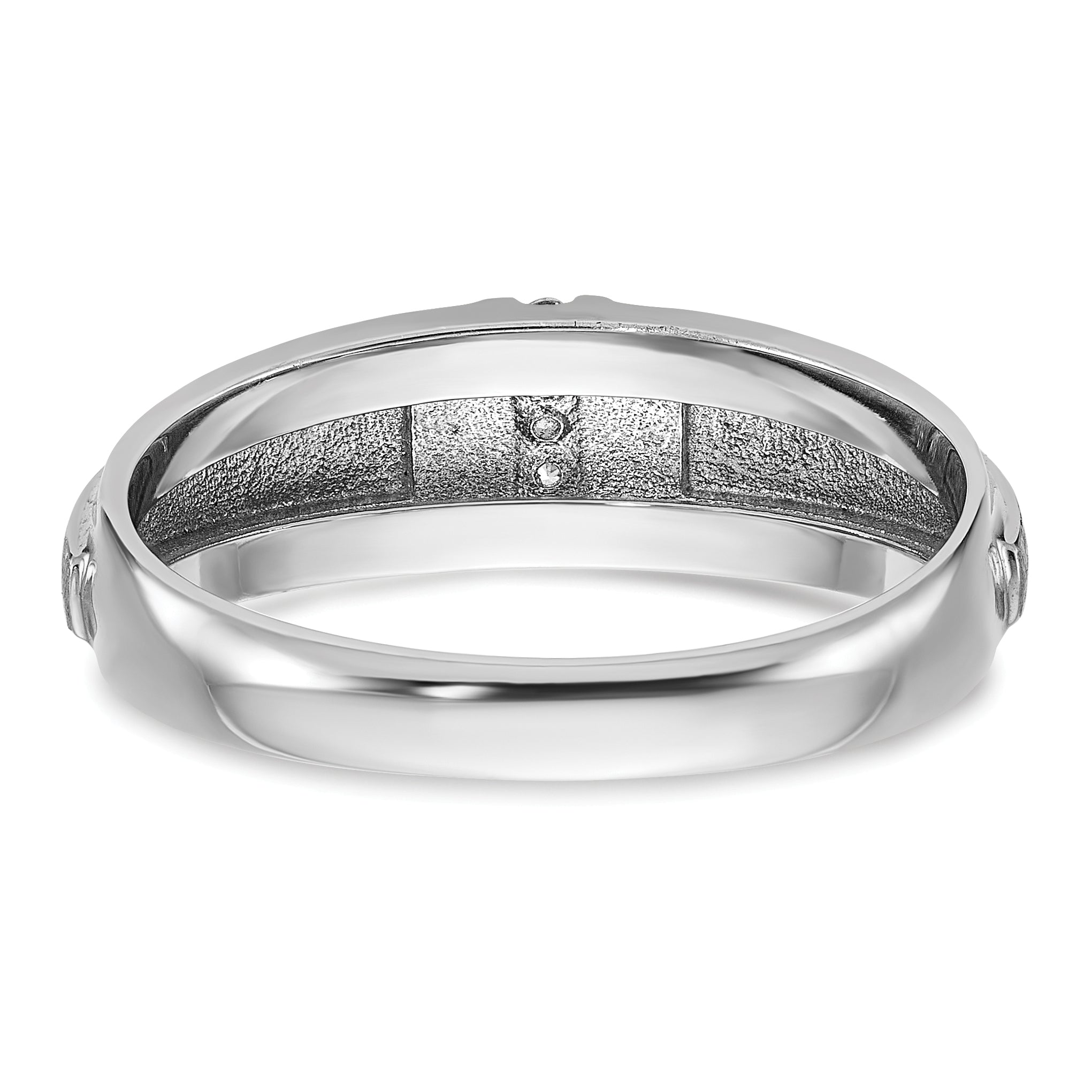 14k White Gold Men's Polished and Satin 3-Stone 1/20 Carat AA Quality Diamond Ring - Sophia Jewelers