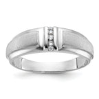 14k White Gold Men's Polished and Satin 3-Stone 1/20 Carat AA Quality Diamond Ring - Sophia Jewelers