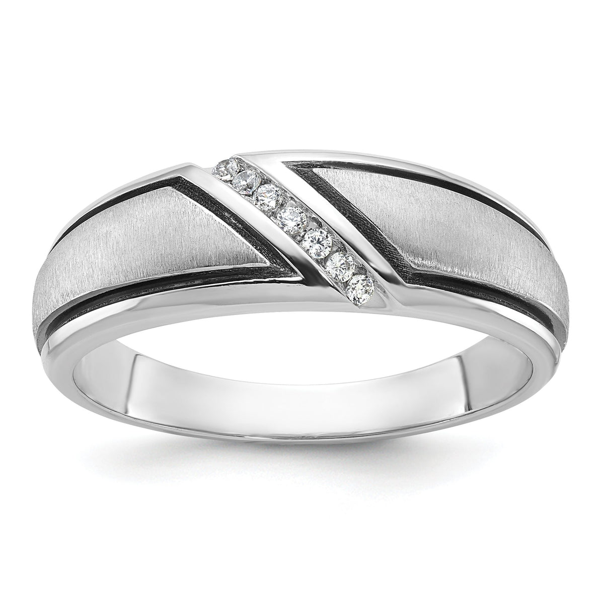 Men's Black Diamond Ring in 10K White Gold (1/15 ct. tw.), Size 10 - Sophia Jewelers Main image