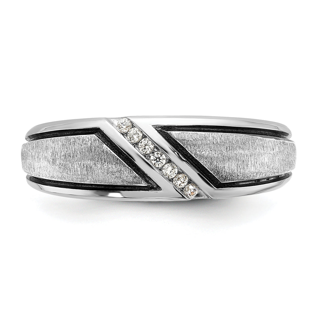 14k White Gold Polished and Satin Men's Ring Mounting, Mounting Only - Sophia Jewelers