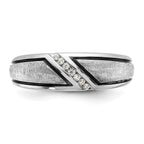14k White Gold Polished and Satin Men's Ring Mounting, Mounting Only - Sophia Jewelers