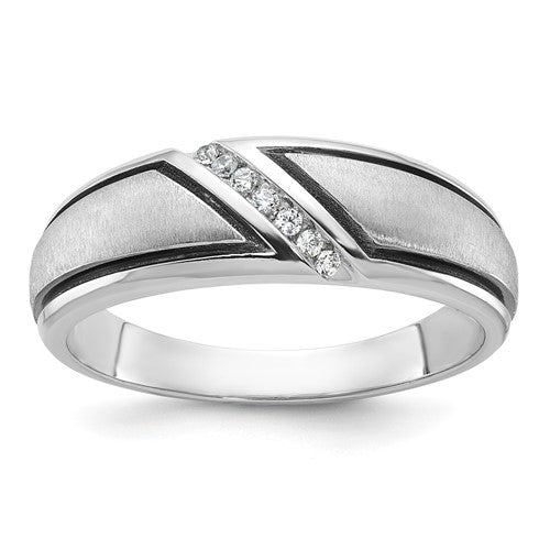 Men's Lab-Grown Diamond Black Ring in 14K White Gold (1/15 ct. tw.), Size 10 - Sophia Jewelers Main image