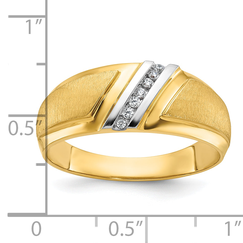 10k with White Rhodium Men's Polished and Satin 1/20 Carat A Quality Diamond Ring Secondary image