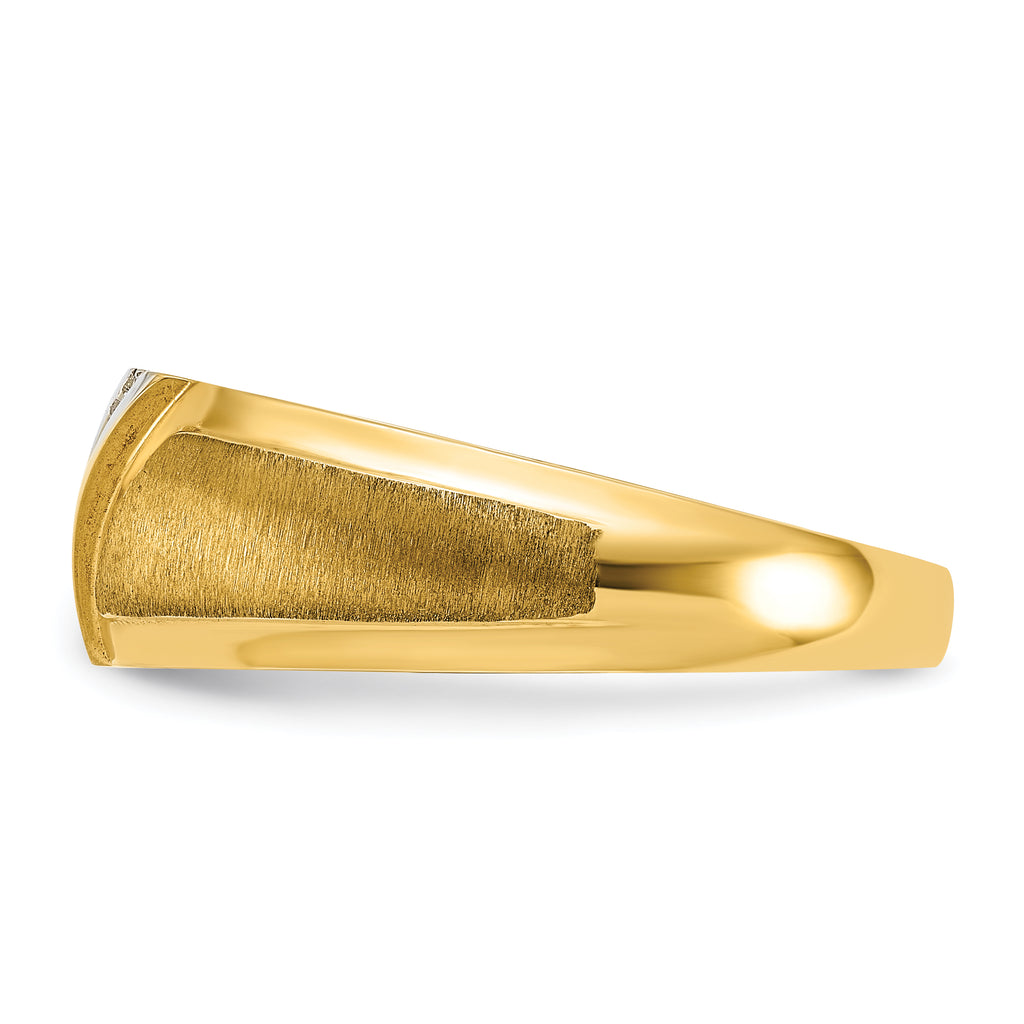 14k with White Rhodium Mens Polished and Satin 7-Stone 1/20 Carat AA Diamond Ring - Sophia Jewelers