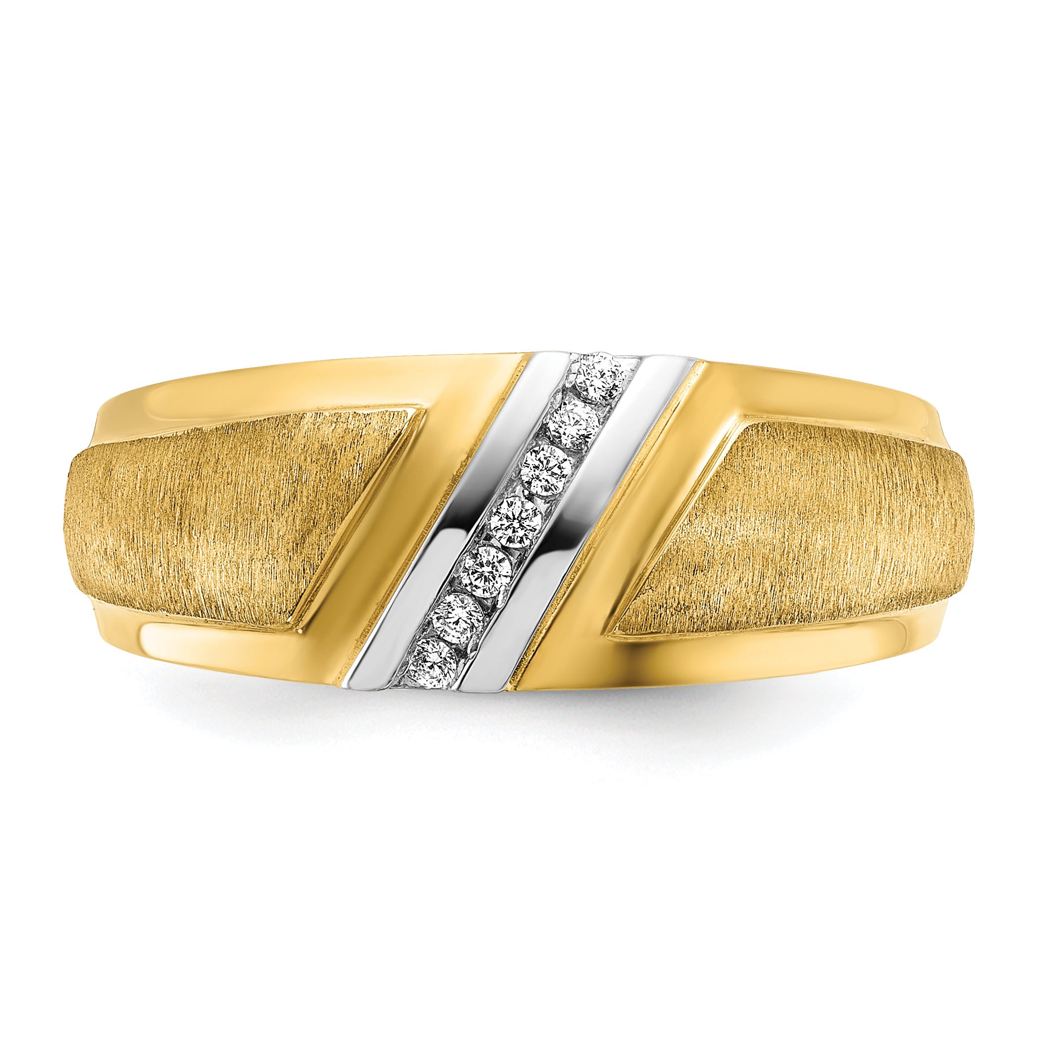 14k Mens Polished and Satin 7-Stone Ring Mounting, Mounting Only - Sophia Jewelers