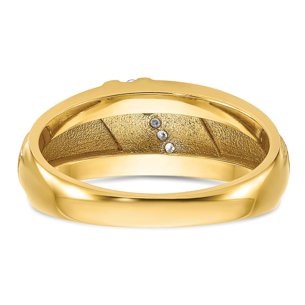 14k Mens Polished and Satin 7-Stone Ring Mounting, Mounting Only - Sophia Jewelers