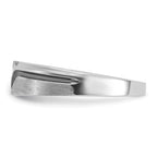 14k White Gold Polished Satin and Grooved Men's Ring Mounting, Mounting Only - Sophia Jewelers