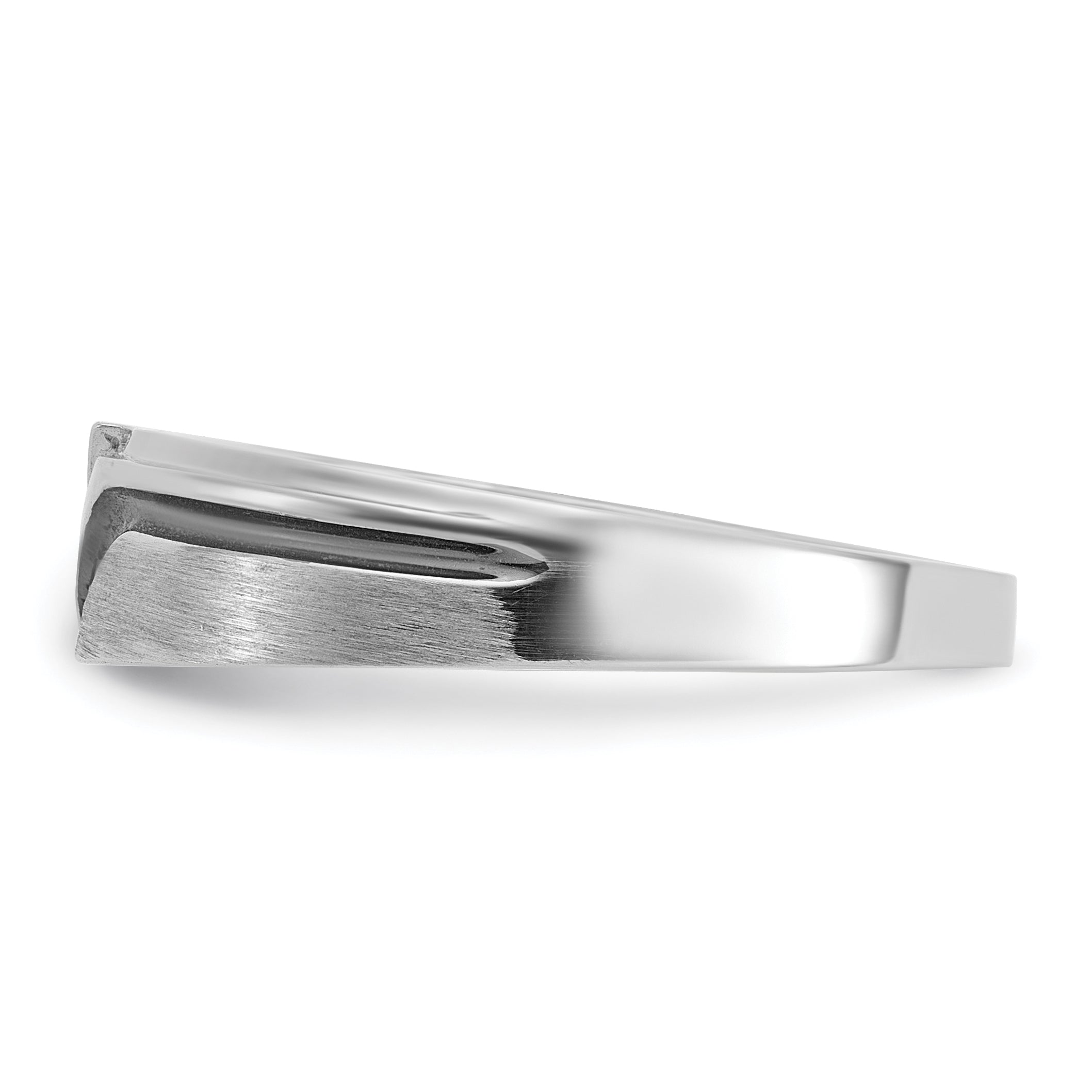 14k White Gold with Black Rhodium Men's Polished Satin and Grooved 1/8 Carat AA Quality Black and Wh - Sophia Jewelers
