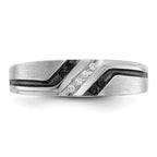 14k White Gold with Black Rhodium Men's Polished Satin and Grooved 1/8 Carat AA Quality Black and Wh - Sophia Jewelers