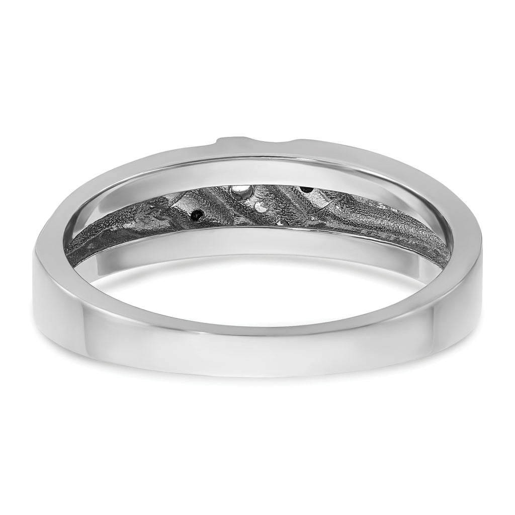 14k White Gold Polished Satin and Grooved Men's Ring Mounting, Mounting Only - Sophia Jewelers