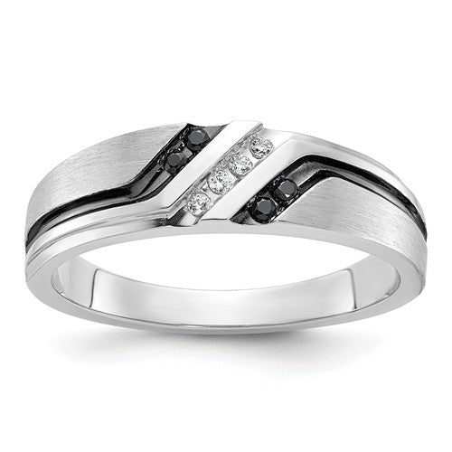 Men's Lab-Grown and Black Diamond Ring in 14K White Gold (1/8 ct. tw.), Size 10 - Sophia Jewelers Main image