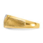 14k Mens Polished Grooved and Satin 7-Stone Ring Mounting, Mounting Only - Sophia Jewelers