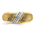 14k Mens Polished Grooved and Satin 7-Stone Ring Mounting, Mounting Only - Sophia Jewelers