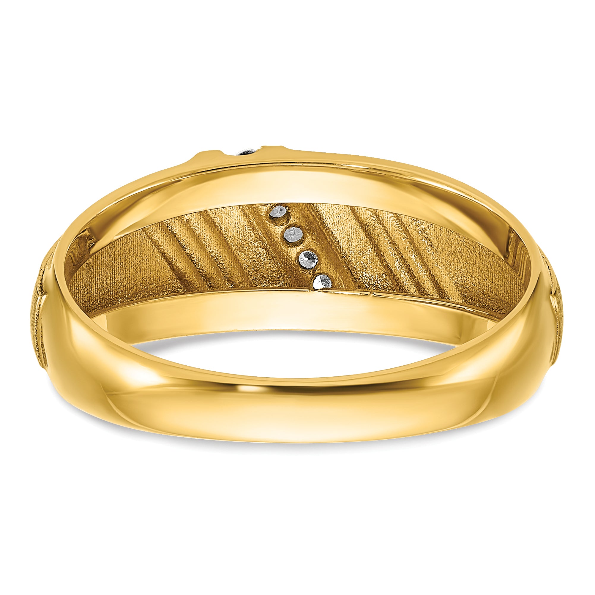 14k with Black and White Rhodium Mens Polished and Satin 7-Stone 1/20 Carat AA Diamond Ring - Sophia Jewelers