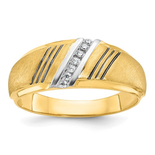 Men's Polished Satin Lab-Grown Diamond Ring in 14K Gold (1/20 ct. tw.), Size 10 - Sophia Jewelers Main image