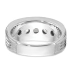 14k White Gold 2 carat Lab Grown Diamond VS/SI+ G+ Five Stone Complete Polished Satin and Grooved Men's Ring