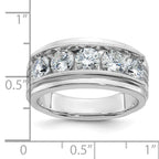 14k White Gold 2 carat Lab Grown Diamond VS/SI+ G+ Five Stone Complete Polished Satin and Grooved Men's Ring
