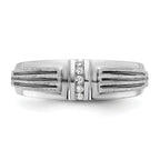 14k White Gold Polished Satin and Grooved Five Stone Men's Ring Mounting, Mounting Only - Sophia Jewelers