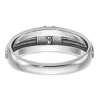 14k White Gold Polished Satin and Grooved Five Stone Men's Ring Mounting, Mounting Only - Sophia Jewelers