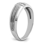 14k White Gold Polished Satin and Grooved Five Stone Men's Ring Mounting, Mounting Only - Sophia Jewelers