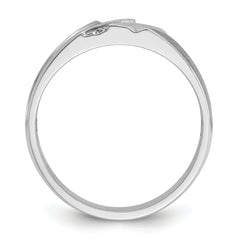 10k White Gold Men's Polished Satin and Grooved 5-Stone 1/20 Carat A Quality Diamond Ring