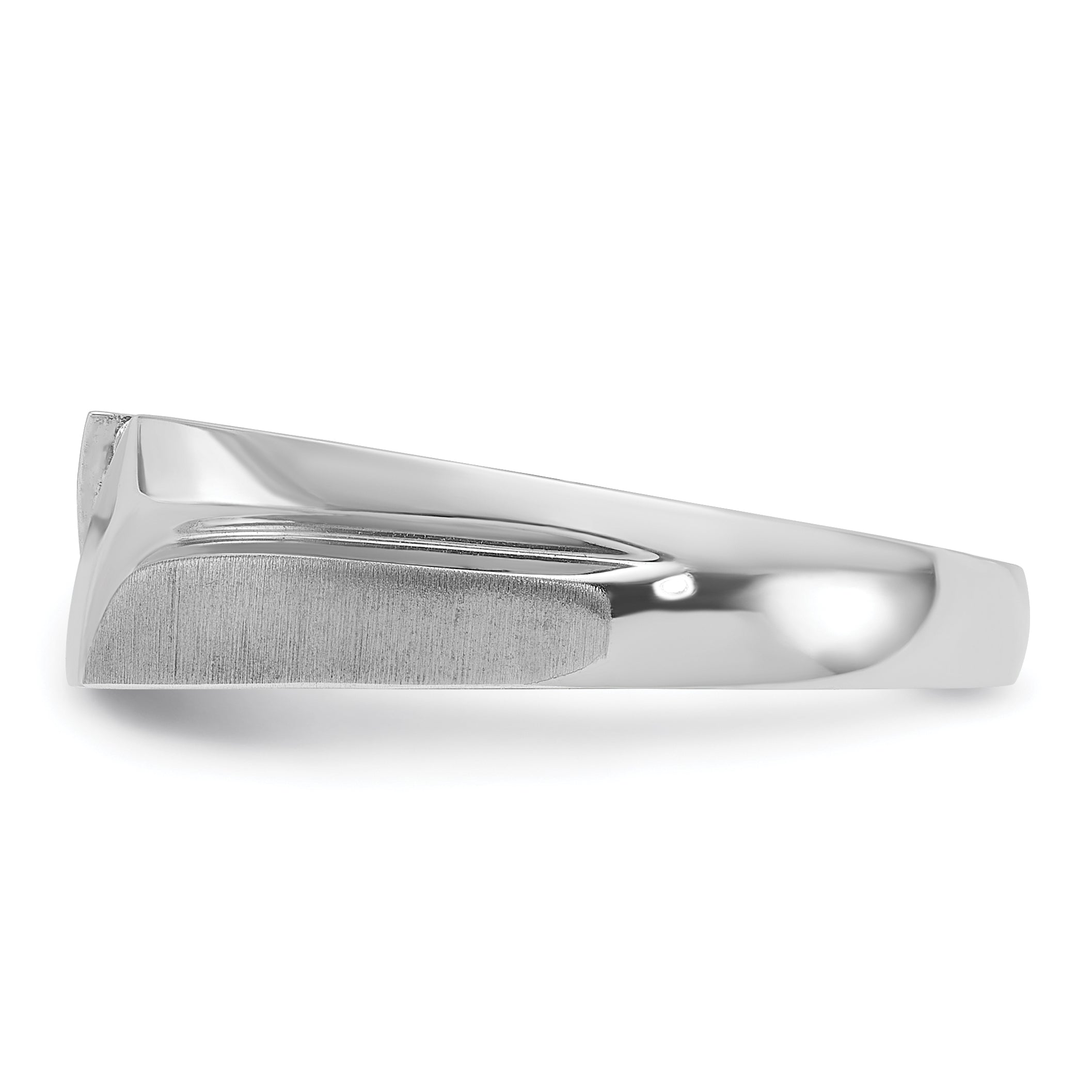 10k White Gold Men's Polished Satin and Grooved 5-Stone 1/20 Carat A Quality Diamond Ring