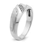 10k White Gold Men's Polished Satin and Grooved 5-Stone 1/20 Carat A Quality Diamond Ring