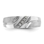 14k White Gold Men's Polished Satin and Grooved 5-Stone Ring Mounting, Mounting Only - Sophia Jewelers