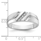 14k White Gold Men's Polished Satin and Grooved 5-Stone 1/20 Carat AA Quality Diamond Ring - Sophia Jewelers