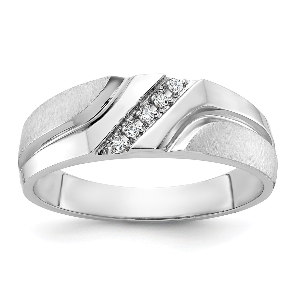 Men's Five-Stone Diamond Ring in 14K White Gold, 1.4mm (1/20 ct. tw.), Size 10 - Sophia Jewelers Main image