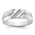 14k White Gold Men's Polished Satin and Grooved 5-Stone 1/20 Carat AA Quality Diamond Ring - Sophia Jewelers