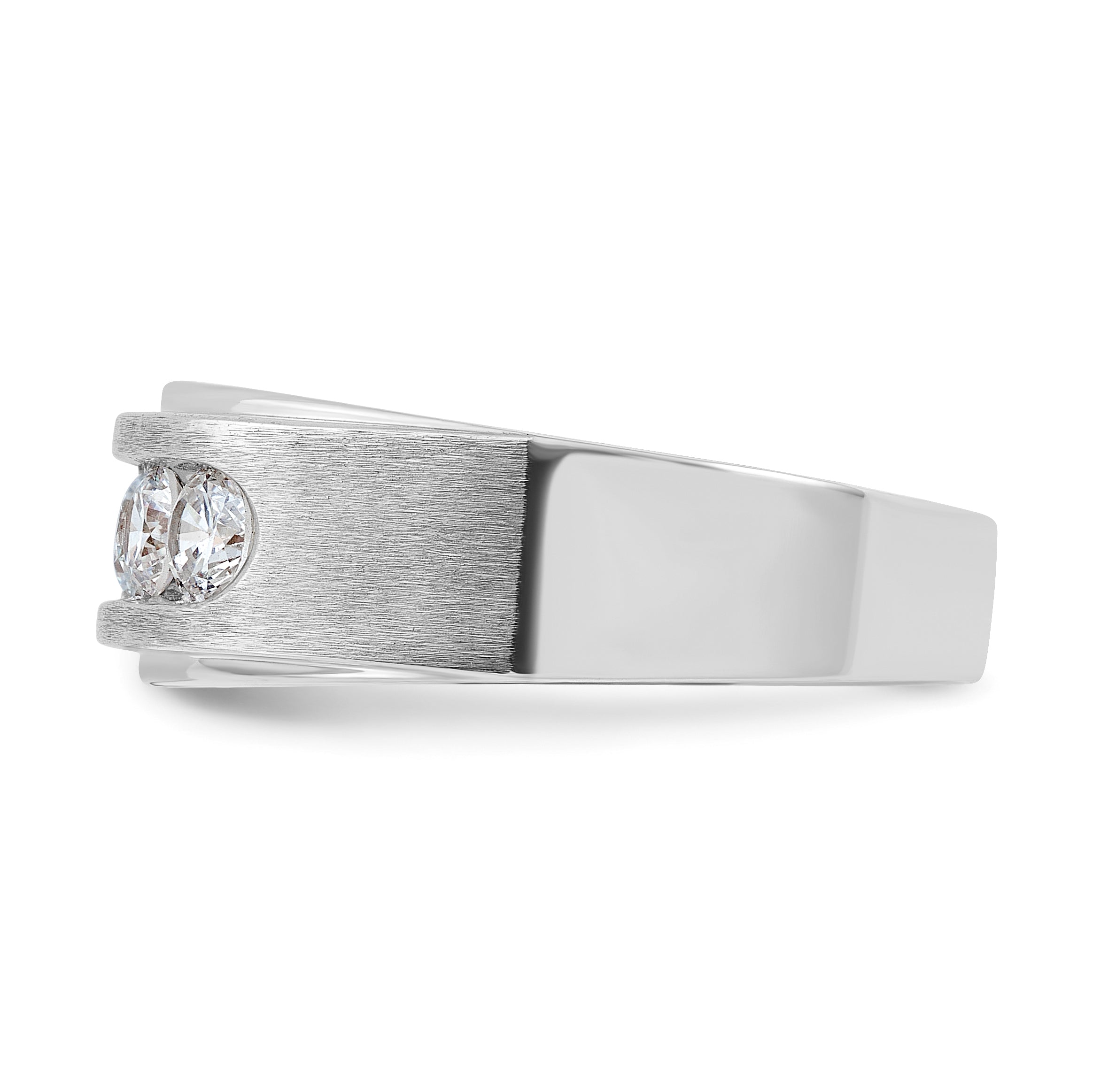 14k White Gold 1 carat Lab Grown Diamond VS+ F+ Complete Polished and Brushed Five Stone Men's Band Secondary image
