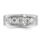 14k White Gold 1 carat Lab Grown Diamond VS+ F+ Complete Polished and Brushed Five Stone Men's Band - Sophia Jewelers