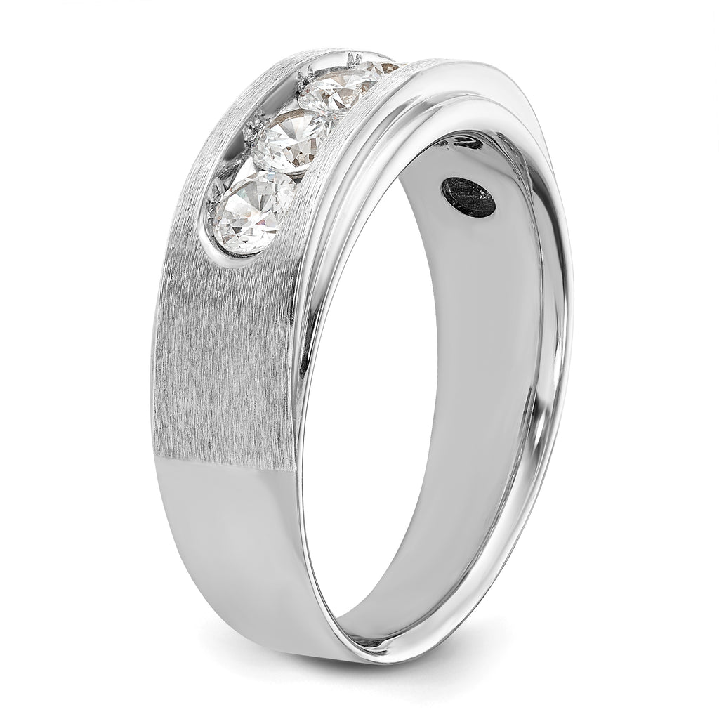 14k White Gold 1 carat Lab Grown Diamond VS+ F+ Complete Polished and Brushed Five Stone Men's Band - Sophia Jewelers