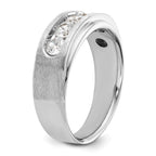 14k White Gold 1 carat Lab Grown Diamond VS+ F+ Complete Polished and Brushed Five Stone Men's Band - Sophia Jewelers