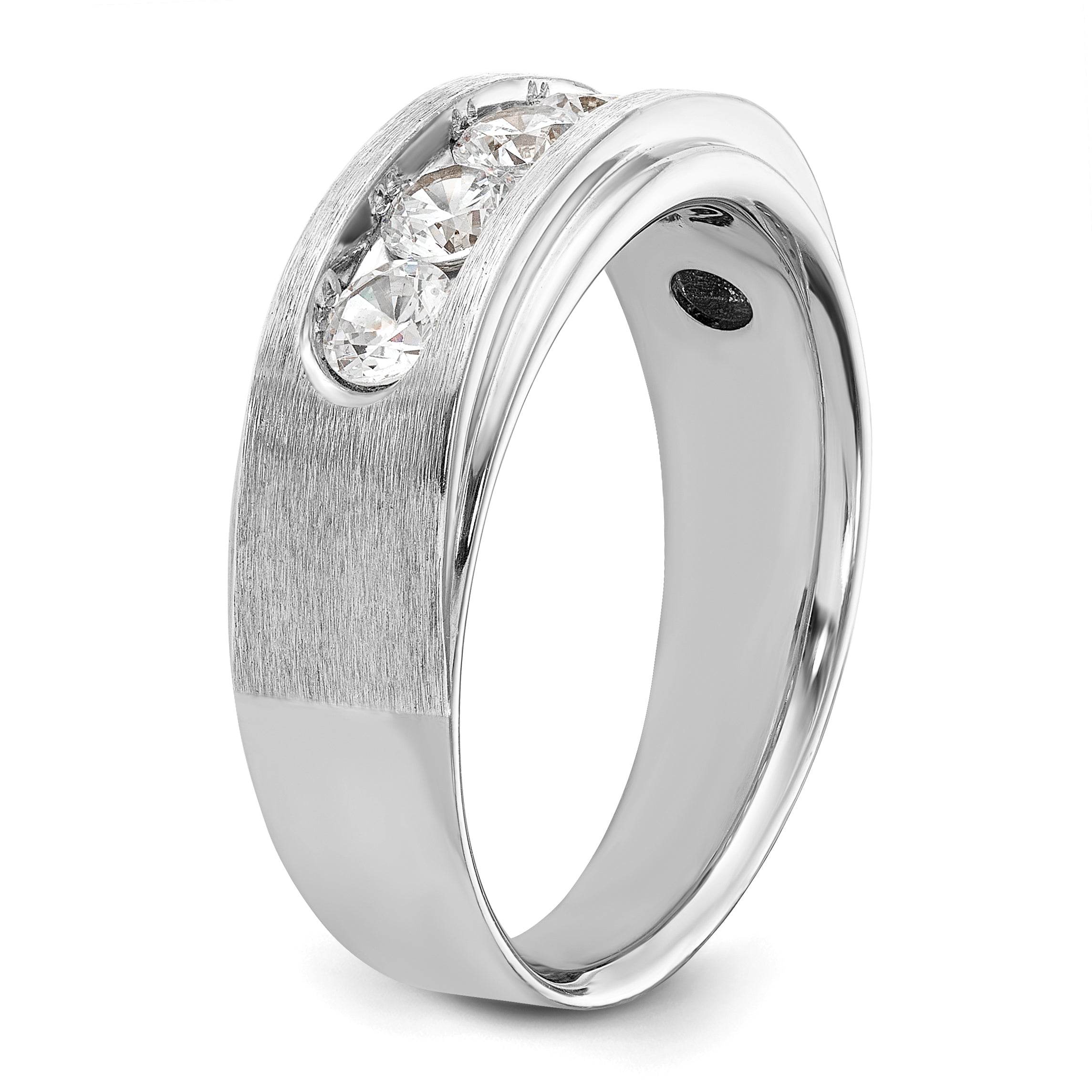 14k White Gold 1 carat Lab Grown Diamond VS+ F+ Complete Polished and Brushed Five Stone Men's Band - Sophia Jewelers