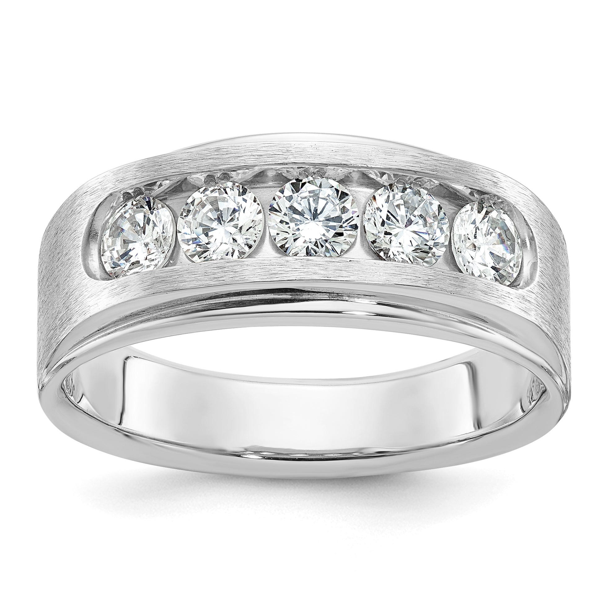 10k Five Stone Polished and Brushed Men's Ring Mounting, Mounting Only - Sophia Jewelers Main image
