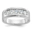 10k with White Rhodium 1 carat Lab Grown Diamond VS/SI+ G+ Five Stone Complete Polished and Brushed - Sophia Jewelers
