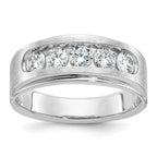 14k White Gold 1 carat Lab Grown Diamond VS+ F+ Complete Polished and Brushed Five Stone Men's Band - Sophia Jewelers